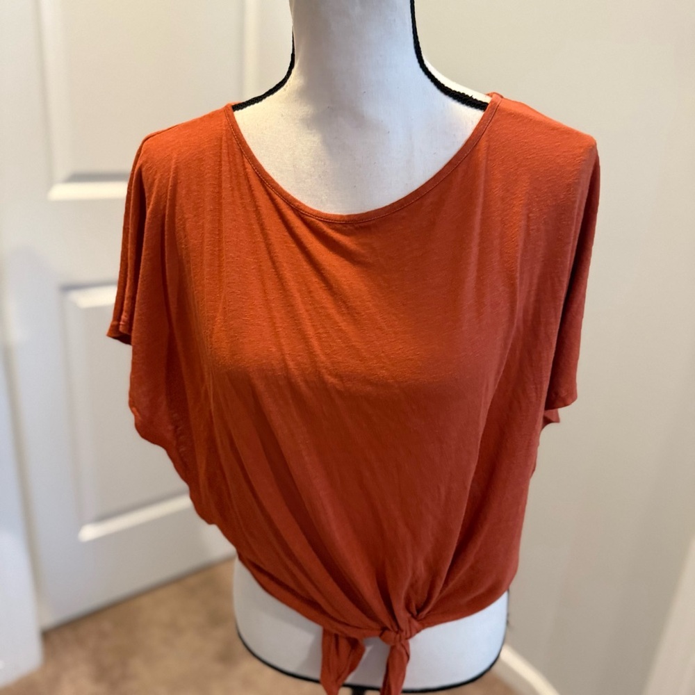 Young Fabulous & Broke Rust Tie-Front Crop Top nwot